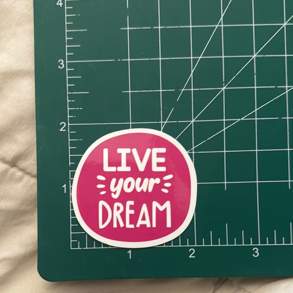 Live Your Dream Pink Waterproof Sticker